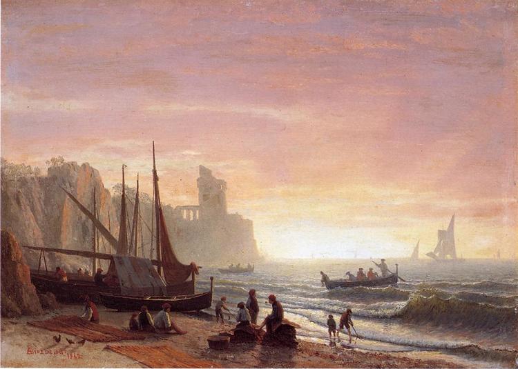 Albert Bierstadt Oil Painting The Fishing Fleet